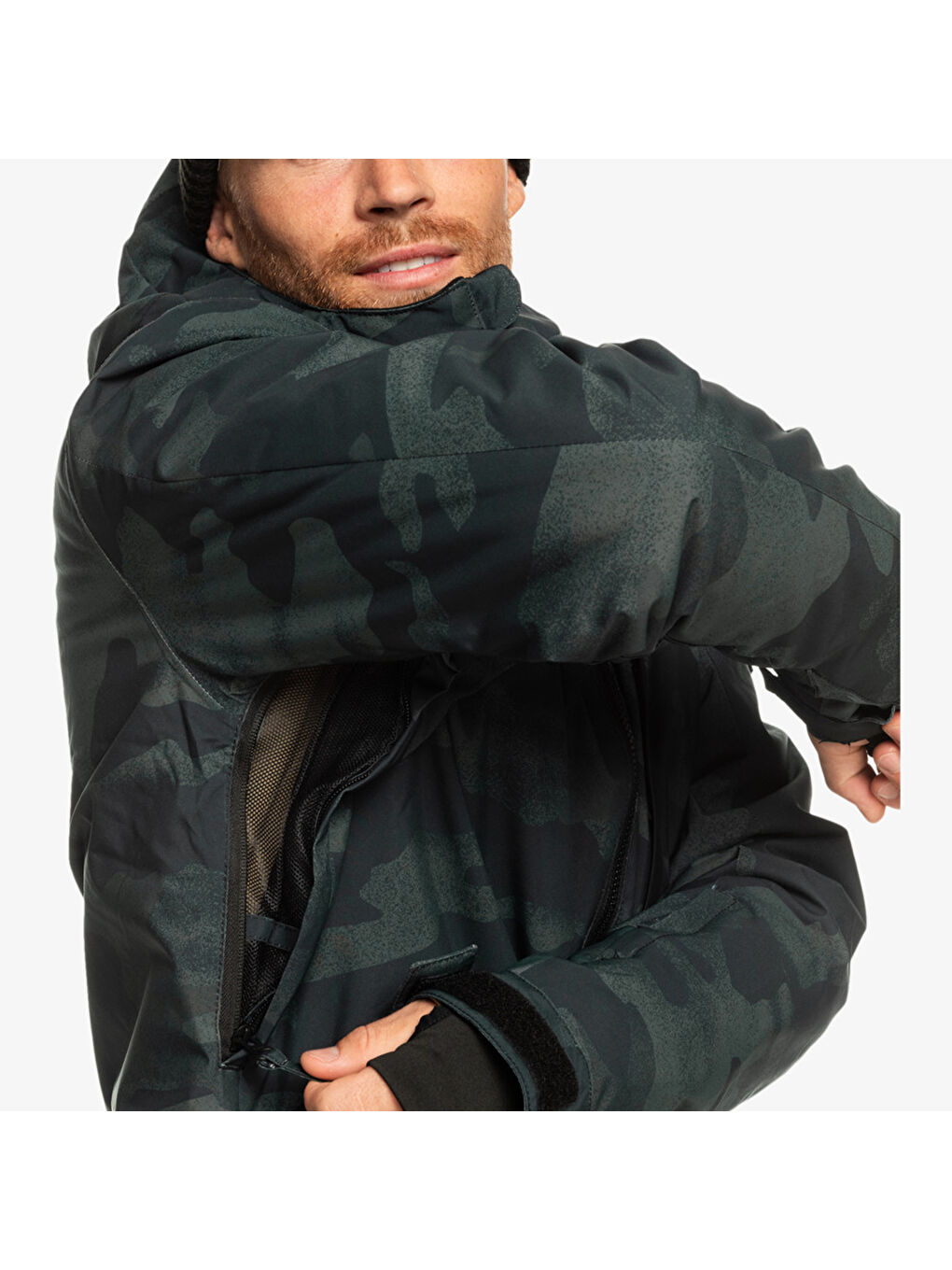 Haki Mission Printed Block Erkek Yeşil Snowboard Ceketi Kayak Montu-3