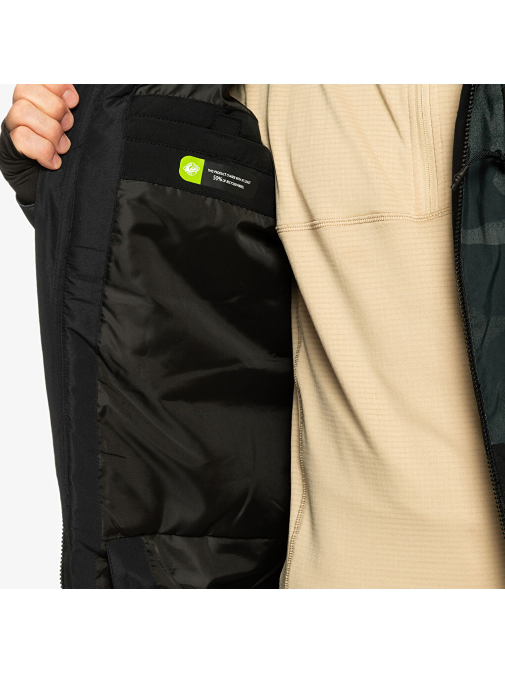 Haki Mission Printed Block Erkek Yeşil Snowboard Ceketi Kayak Montu-5