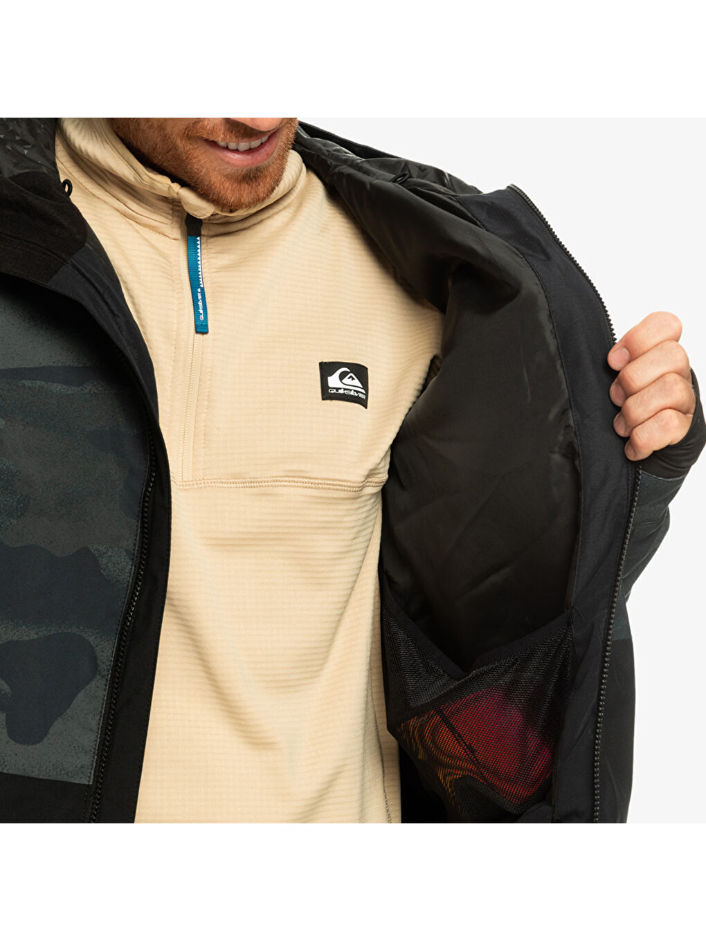 Haki Mission Printed Block Erkek Yeşil Snowboard Ceketi Kayak Montu-6