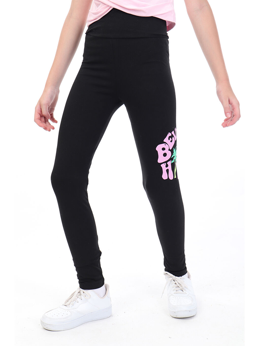 Siyah Kız Çocuk Baskılı Tayt-2