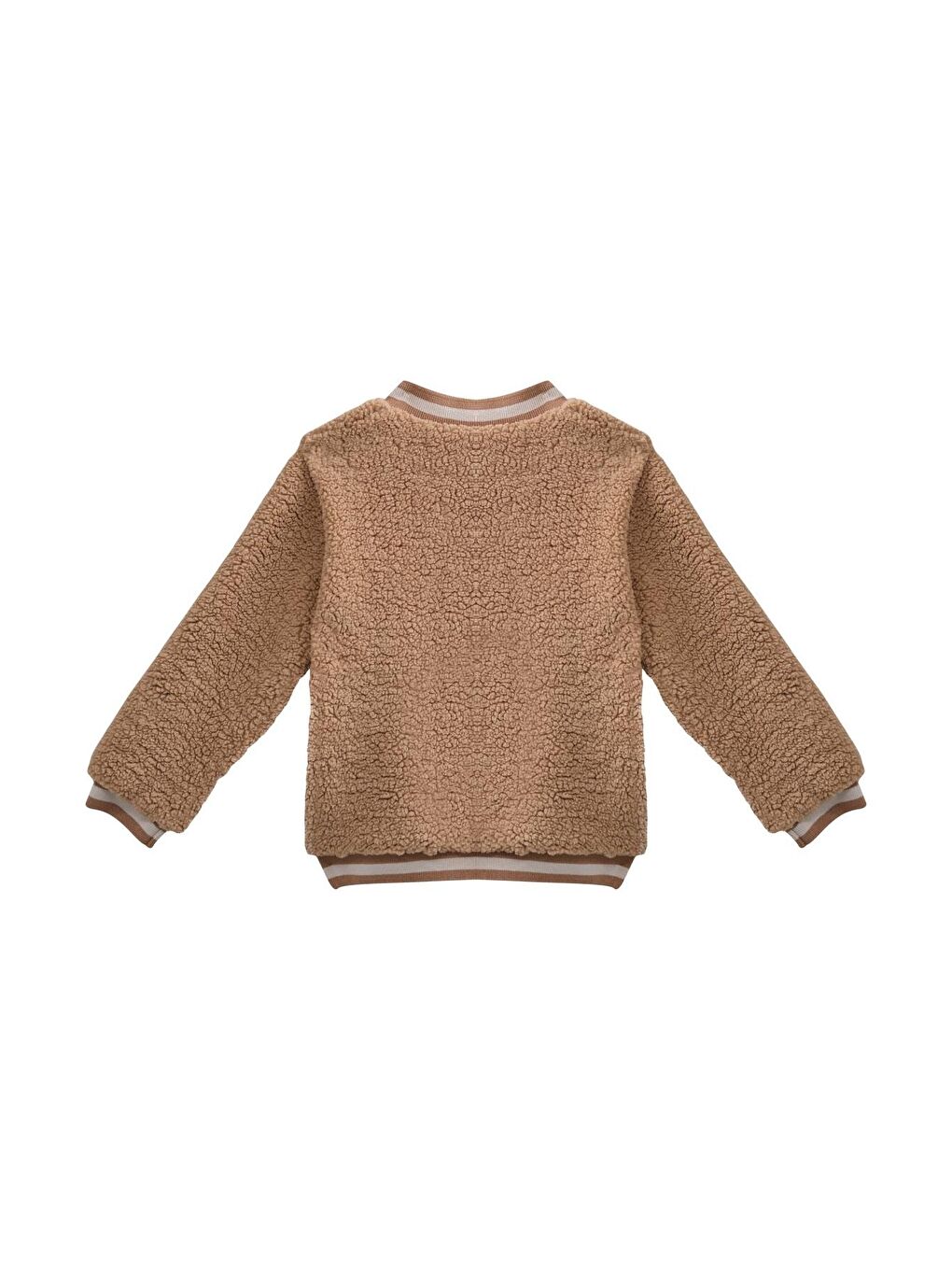 Erkek Bebek Nakış Detaylı Pelüş Mont   Bej-1