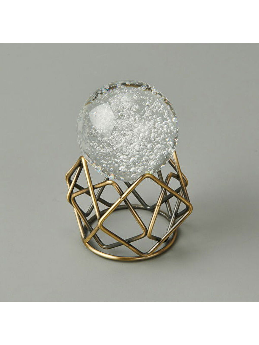 Sarı Deco Örgü Cam Top Dekor - Bronz - 14 cm-2