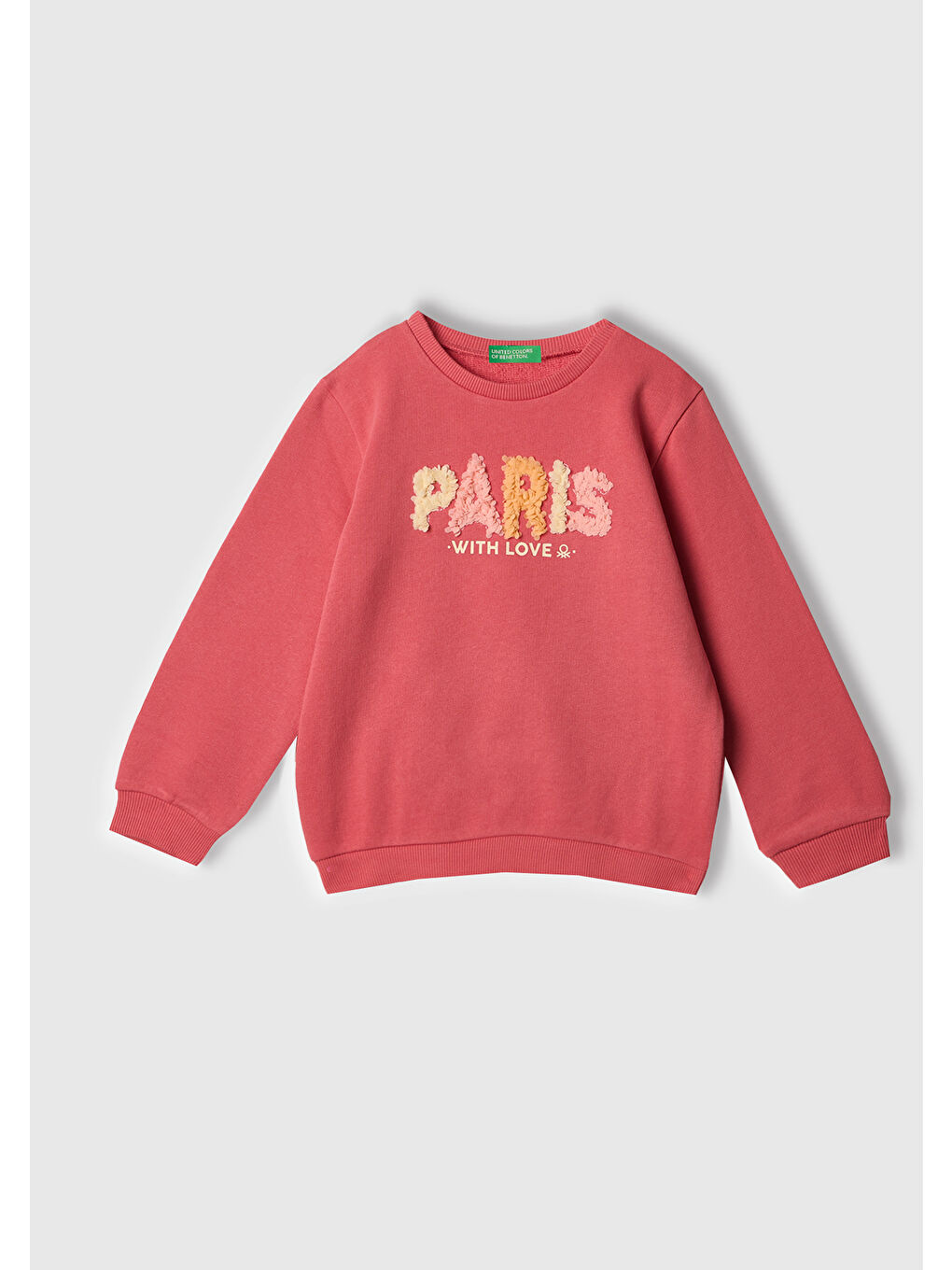 Kız Çocuk Fuşya Grafik Baskılı Ribanalı Bisiklet Yaka Sweatshirt