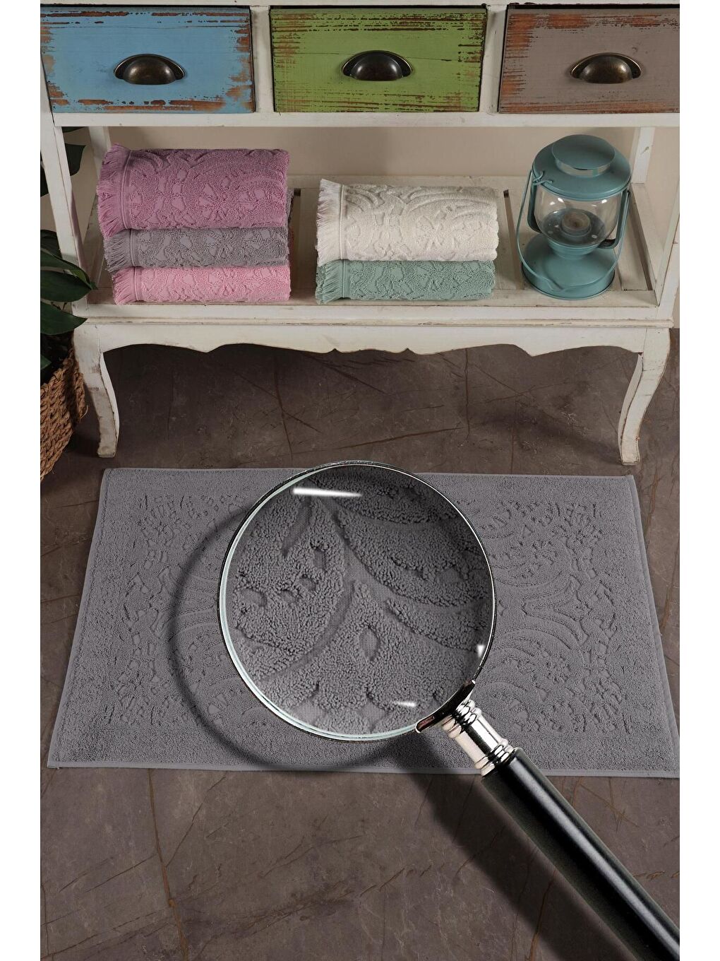 2 Adet Jakaranda Ayak Havlusu Paspas Antrasit-1