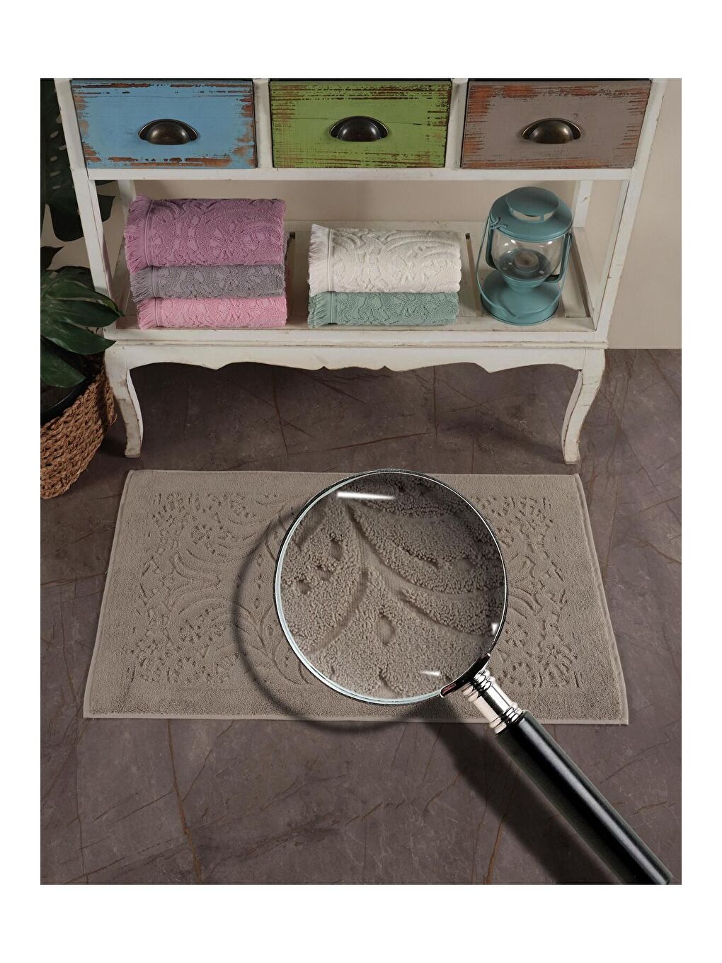 Kahverengi 2 Adet Jakaranda Ayak Havlusu Paspas Kahve-1