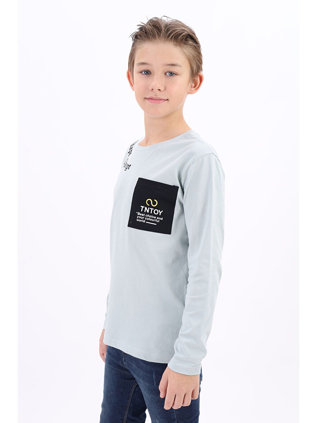 Gri Erkek Çocuk Baskılı Tişört-1