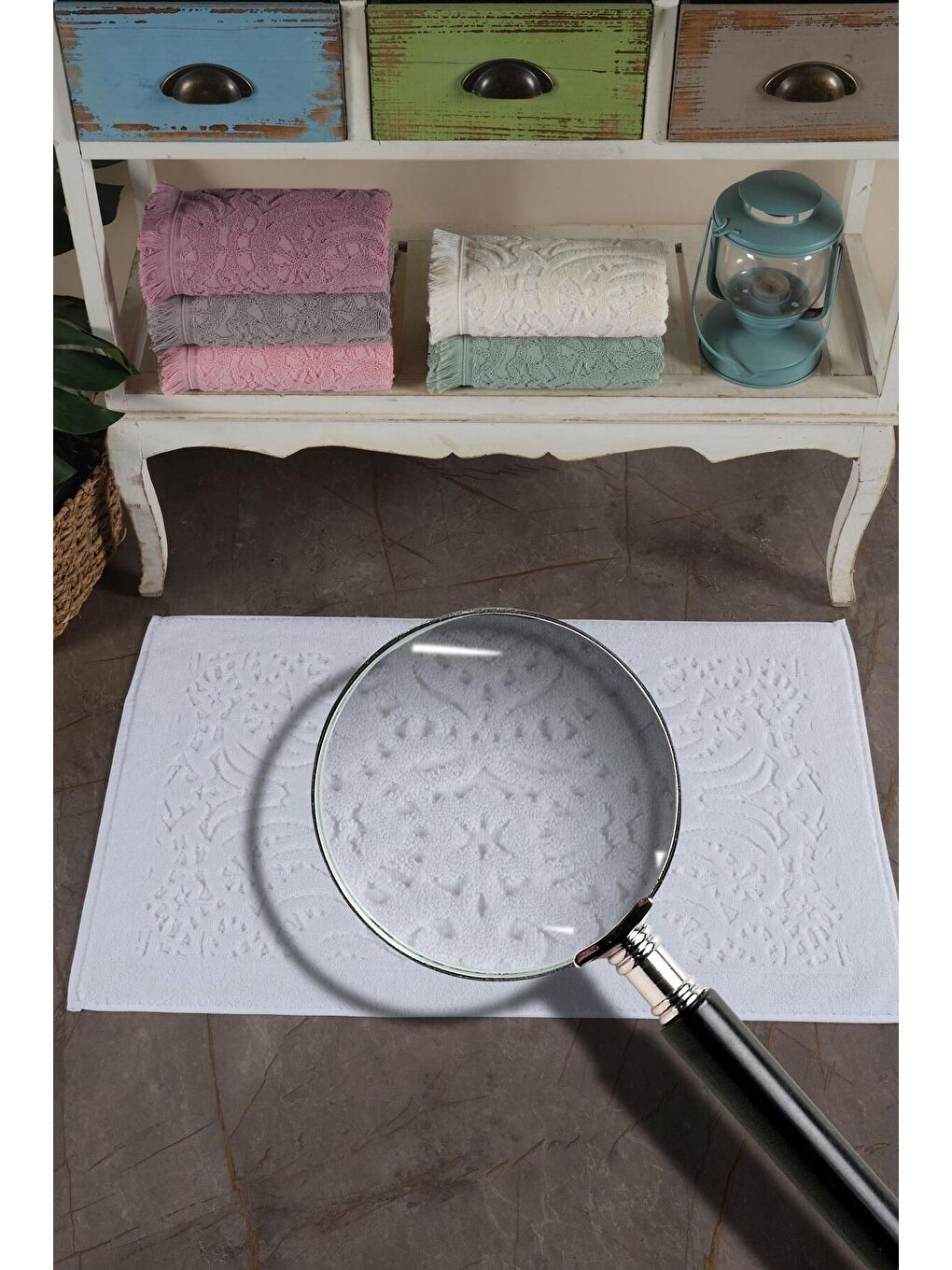 2 Adet Jakaranda Ayak Havlusu Paspas Beyaz-1