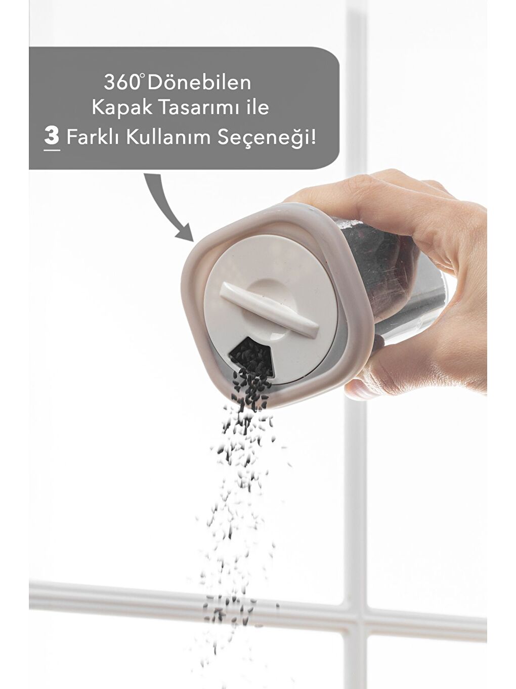 12'li Etiketli ve Kilitlenebilir Hava Almaz Kapaklı Baharatlık Seti Baharatlık Saklama Kabı Bej-1