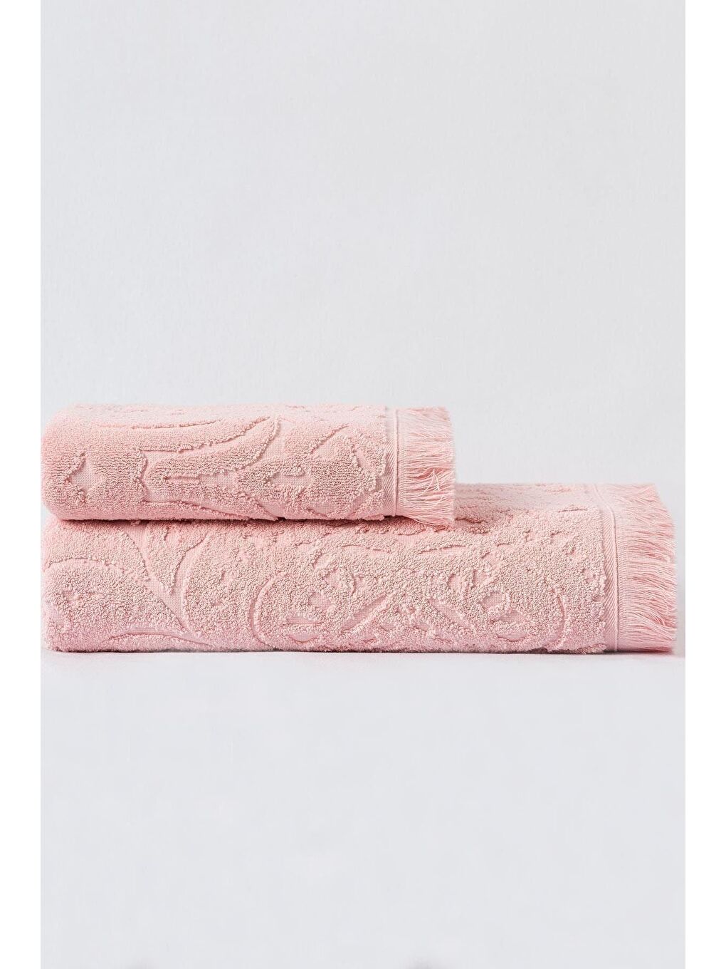 Pembe Jacquard %100 Pamuk Banyo Havlusu 90x150 cm-2