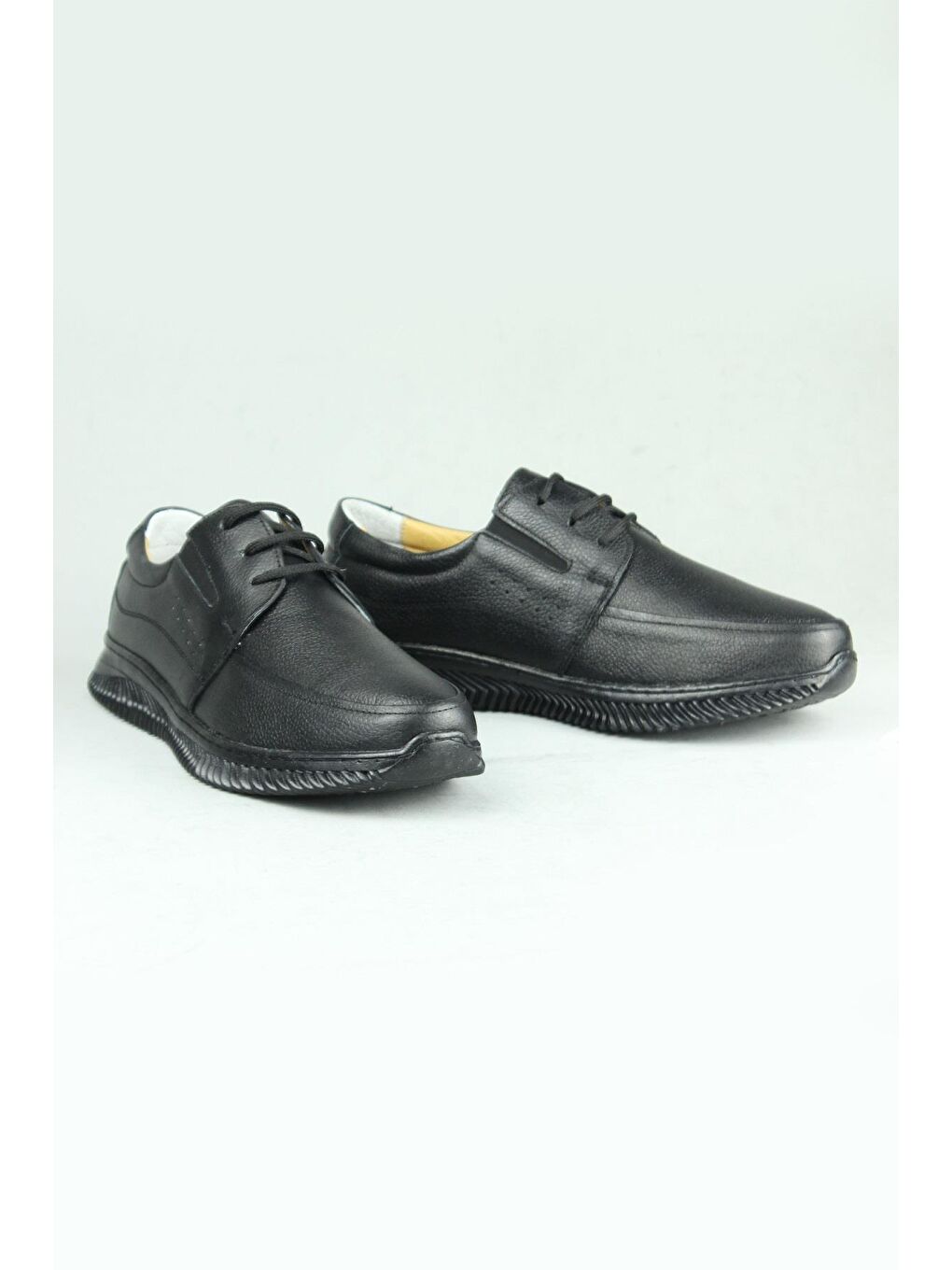 Siyah 0545 Hakiki Deri Rahat Hafif Jel Taban Günlük Ayakkabı Erkek-3