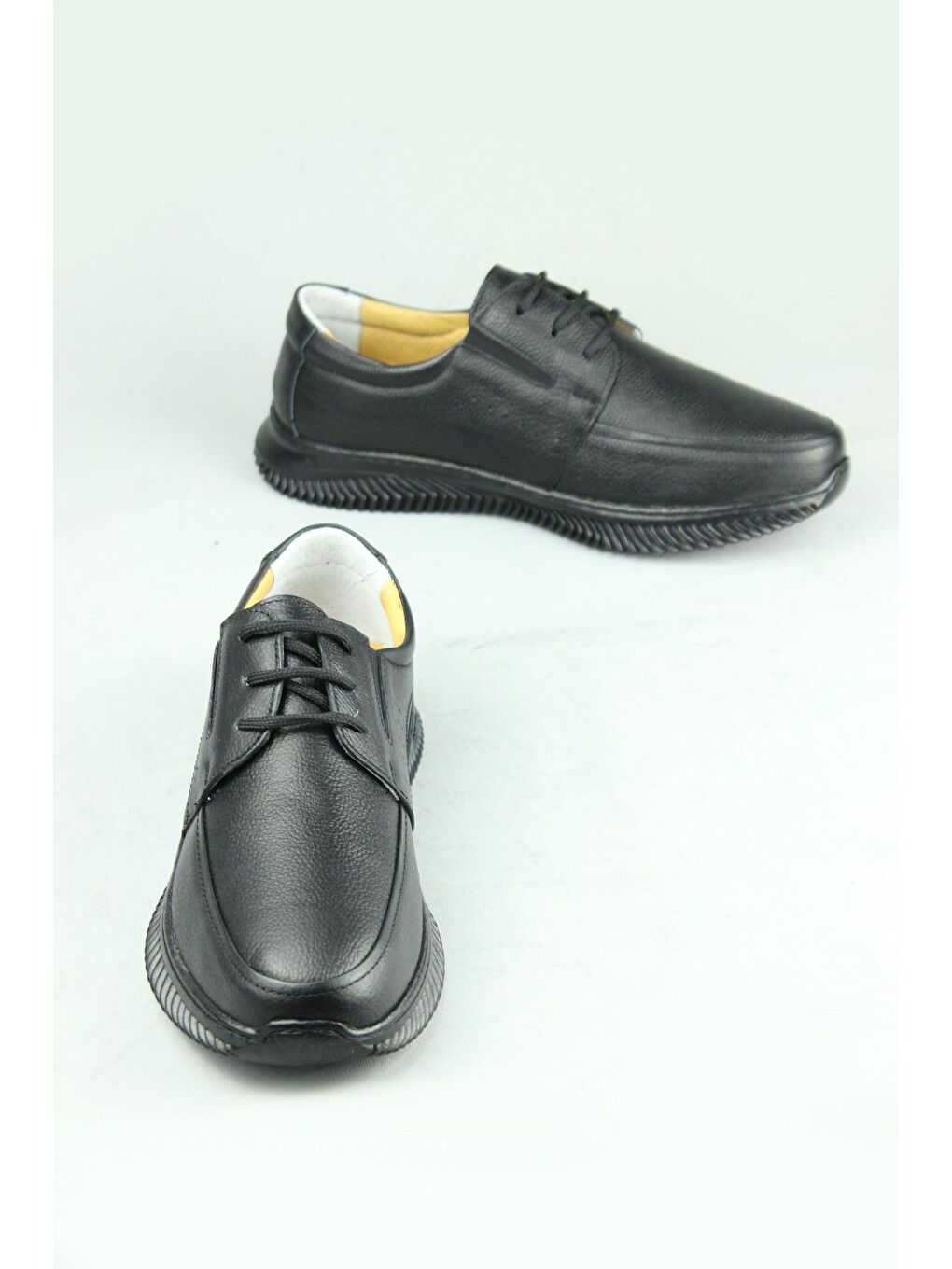 Siyah 0545 Hakiki Deri Rahat Hafif Jel Taban Günlük Ayakkabı Erkek-4