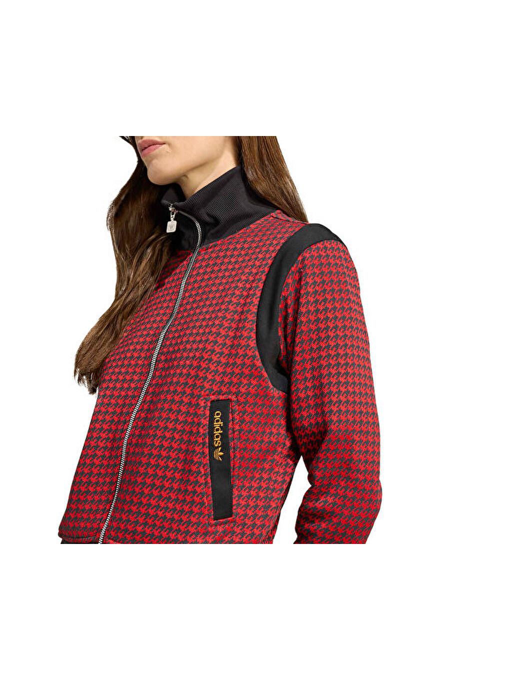 Houndstooth Tt Kadın Günlük Ceket Jy3461 Kırmızı-3