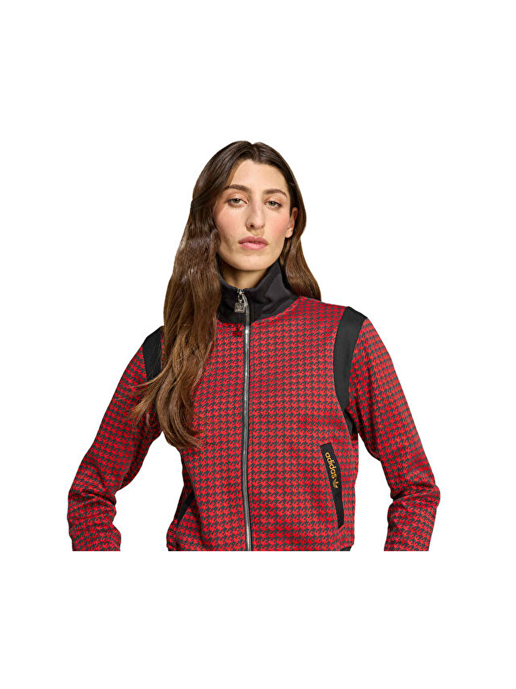 Houndstooth Tt Kadın Günlük Ceket Jy3461 Kırmızı-4