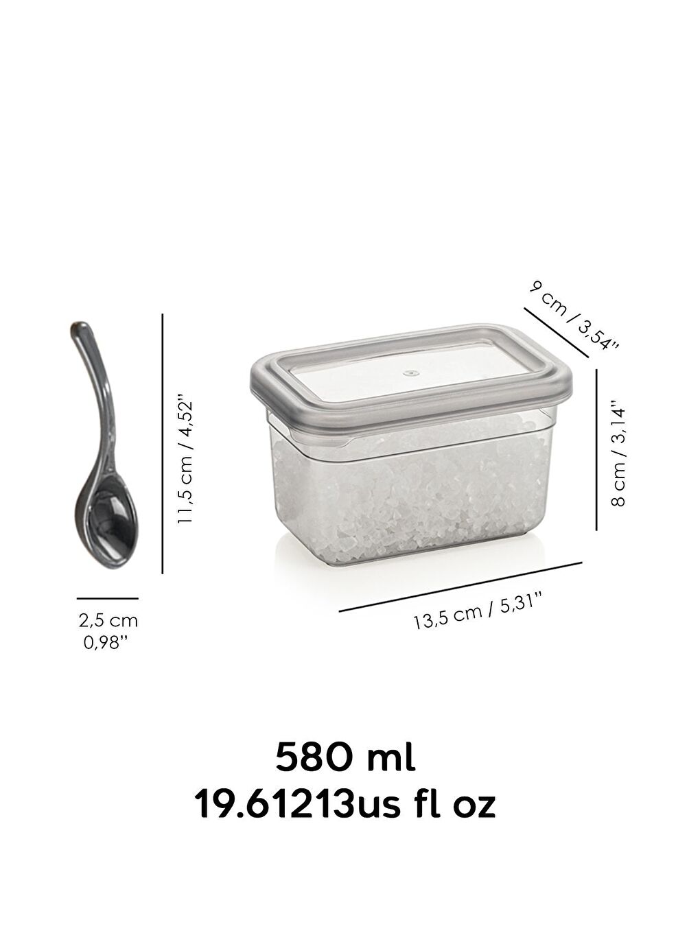 Antrasit 12'li Sızdırmaz Kapaklı Kaşıklı Baharatlık Seti Etiketli Baharat Saklama Kabı 12 x 580 ml-6