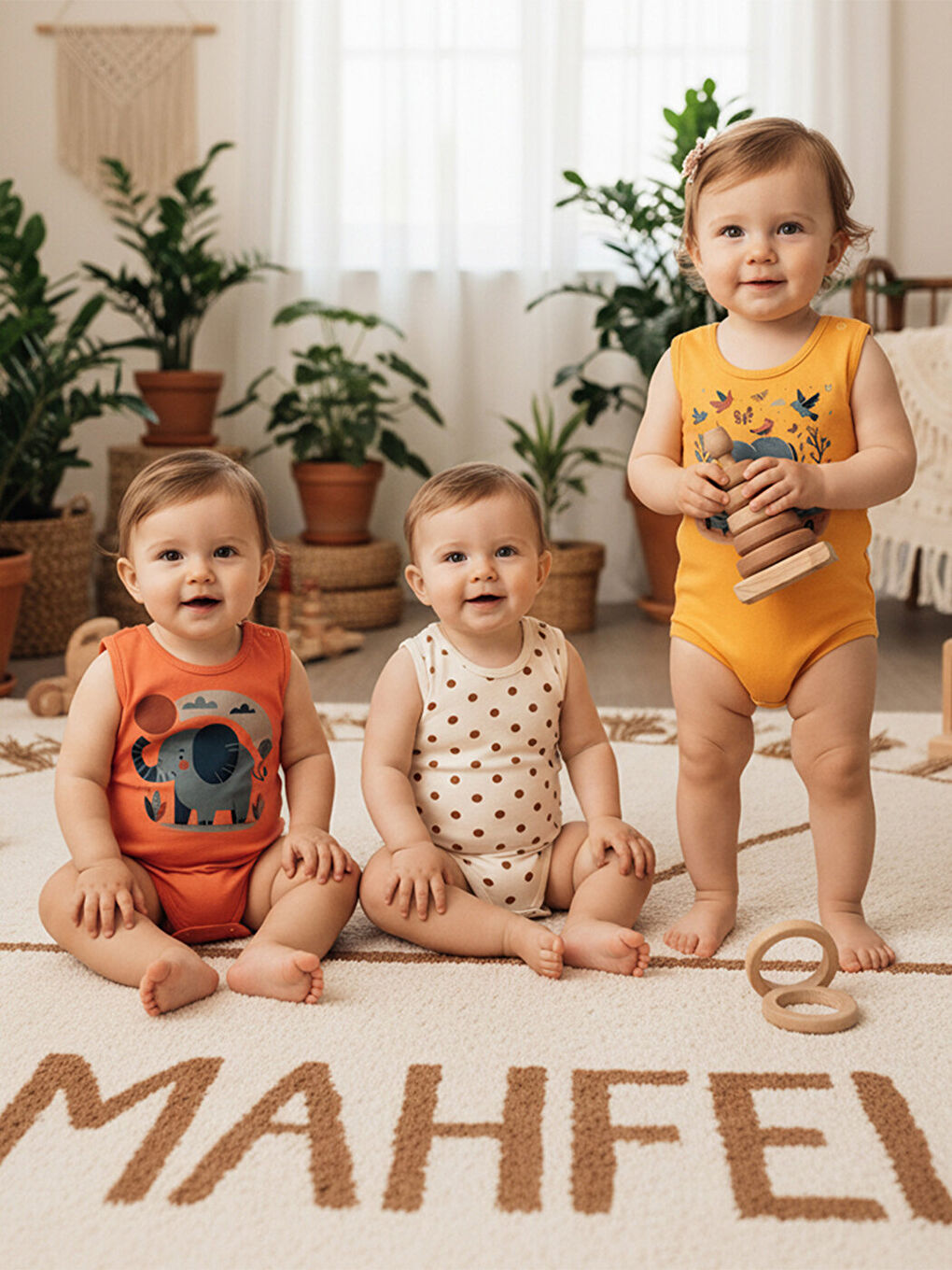 Kırmızı 3'Lü Kız %100 Pamuklu Atlet Çıtçıtlı Bebek Body Zıbın 825-824-1