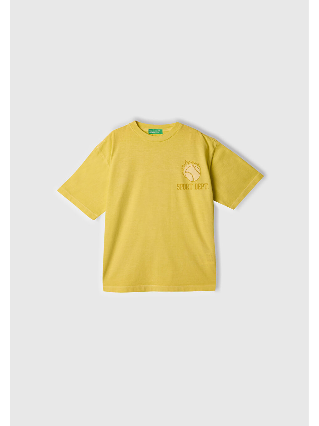 Erkek Çocuk Sarı Slogan Baskılı Soluk Efektli T-Shirt