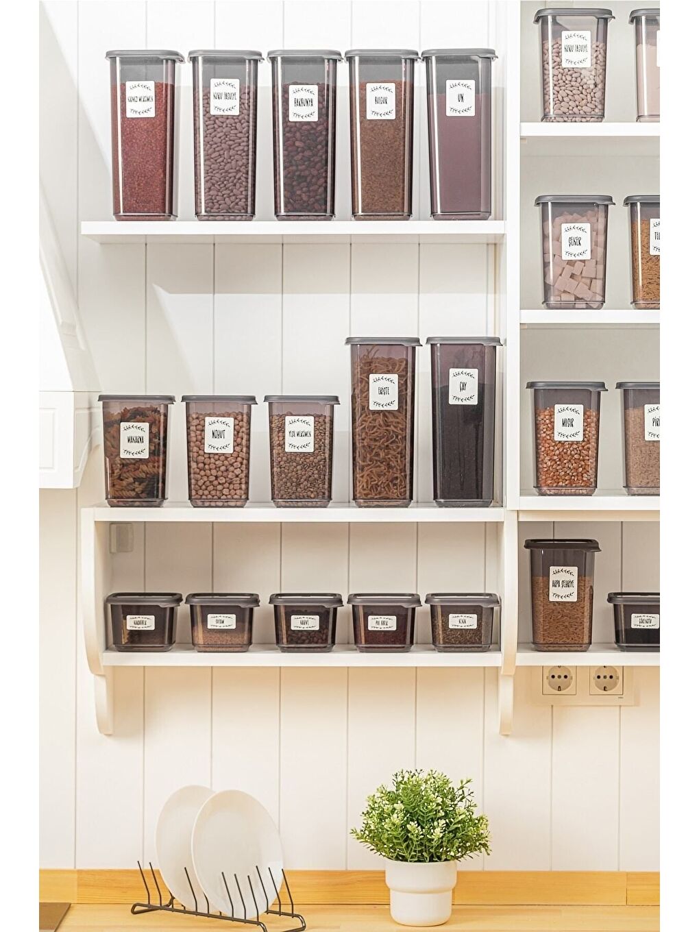 Antrasit 18'li Pino Baharatlık Erzak Saklama Kabı Kapaklı Kare Baharat Takımı 6x 0 50 lt1 10 lt1 70 lt-1