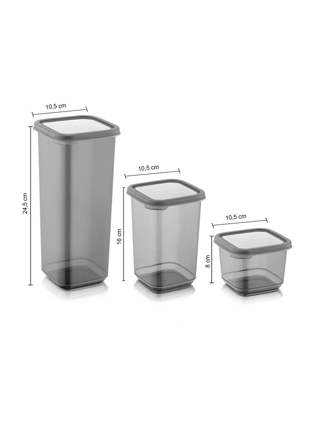 Antrasit 24'lü Elisa Baharatlık Erzak Saklama Kabı Kapaklı Kare Baharat Takımı 8x0 50 lt1 10 lt1 70 lt-3
