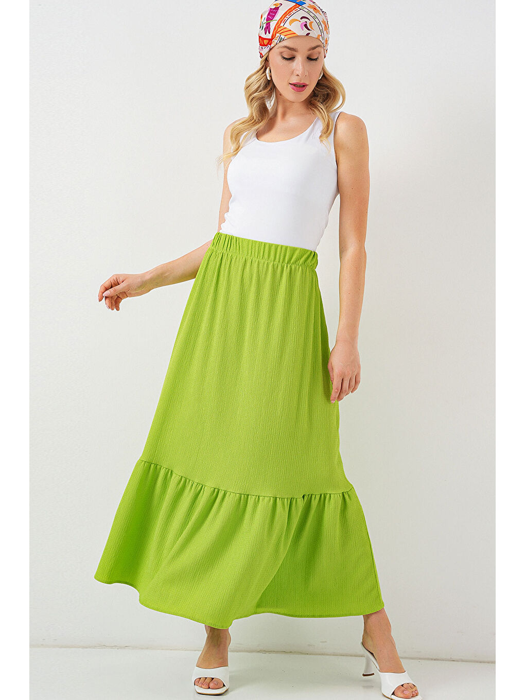 1886 Uzun Örme Etek - E.Yeşil