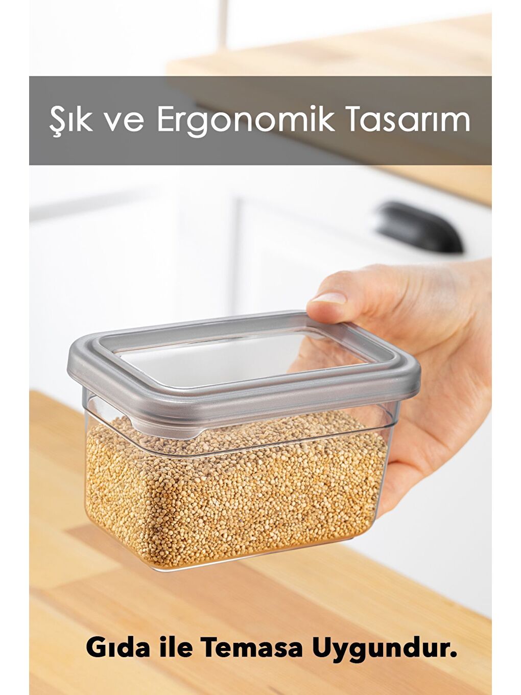 Antrasit 6'lı Sızdırmaz Kapaklı Kaşıklı Baharatlık Seti Etiketli Baharat Saklama Kabı 6 x 580 ml-2