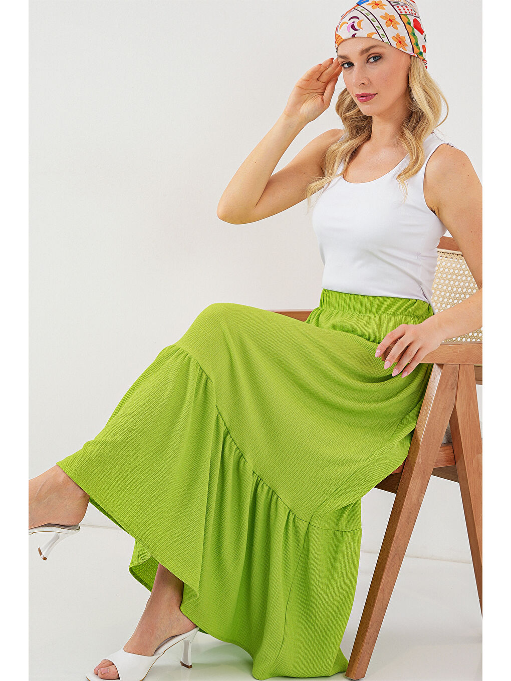 1886 Uzun Örme Etek - E.Yeşil-2