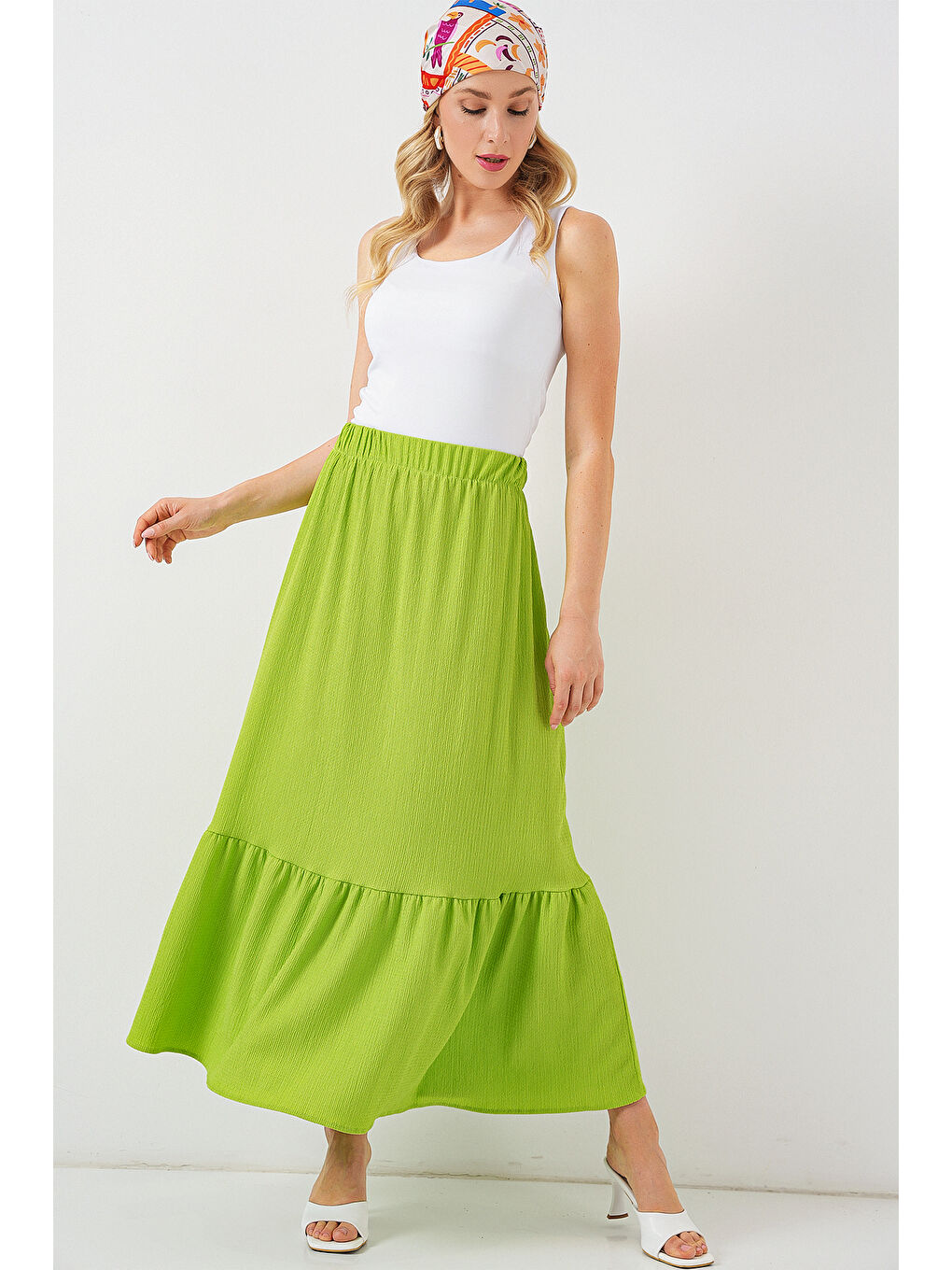 1886 Uzun Örme Etek - E.Yeşil-4