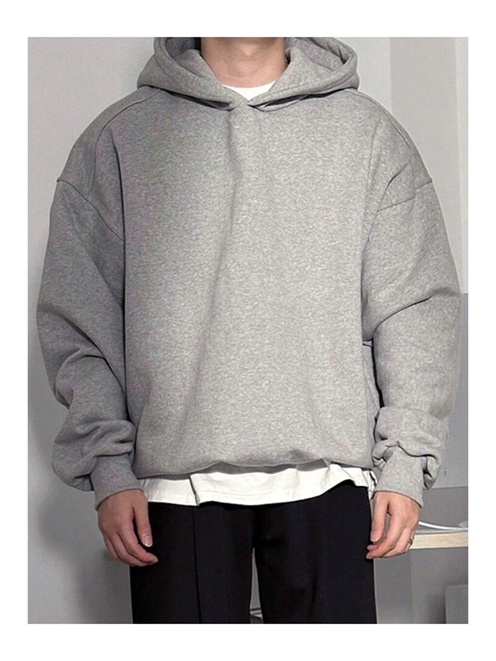 GENIUS STORE Gri Oversize 3 İplik Şardonlu Erkek Sweatshirt