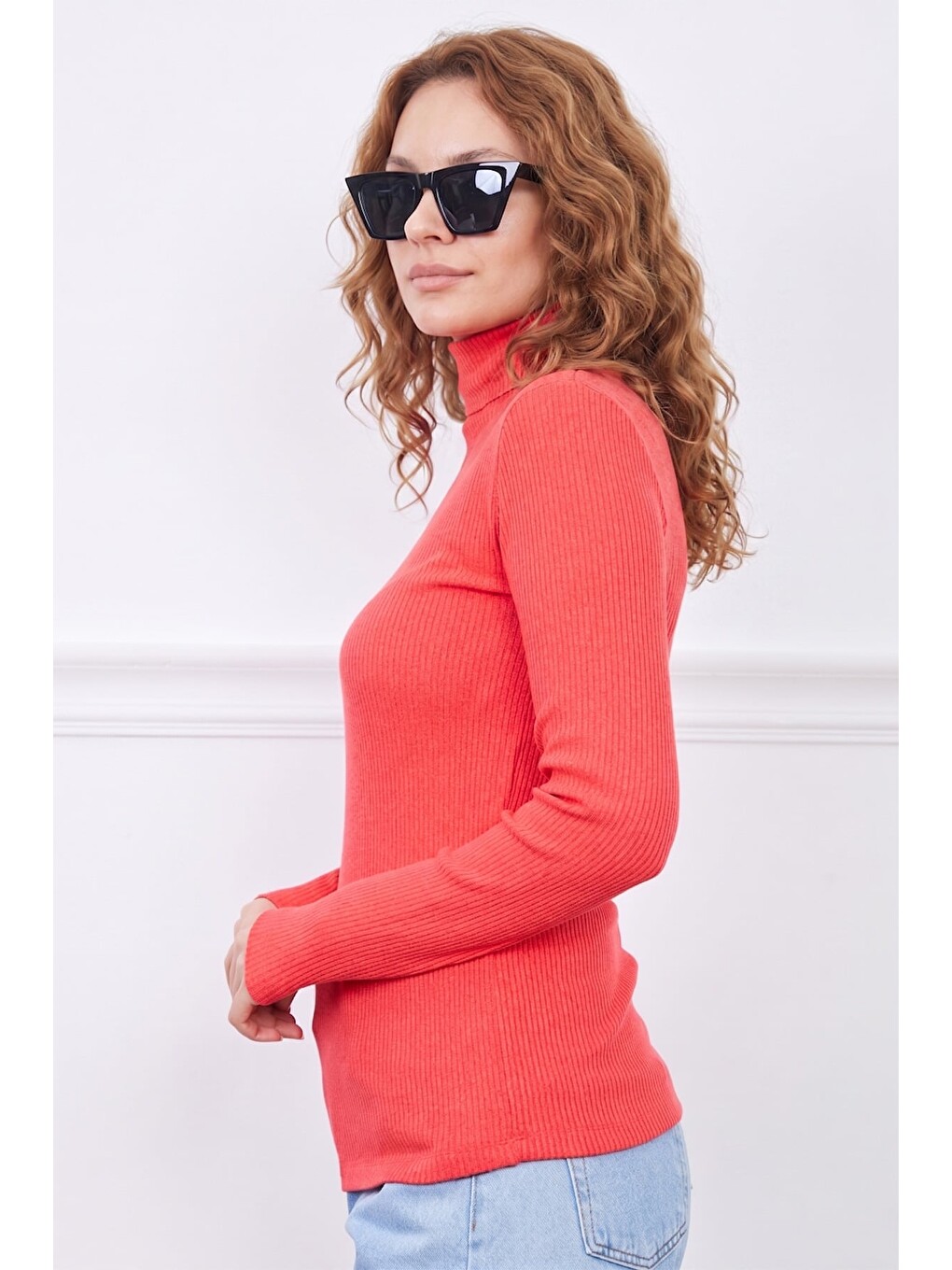 Kırmızı Fitilli Balıkçı Yaka Slim Fit Bluz-1