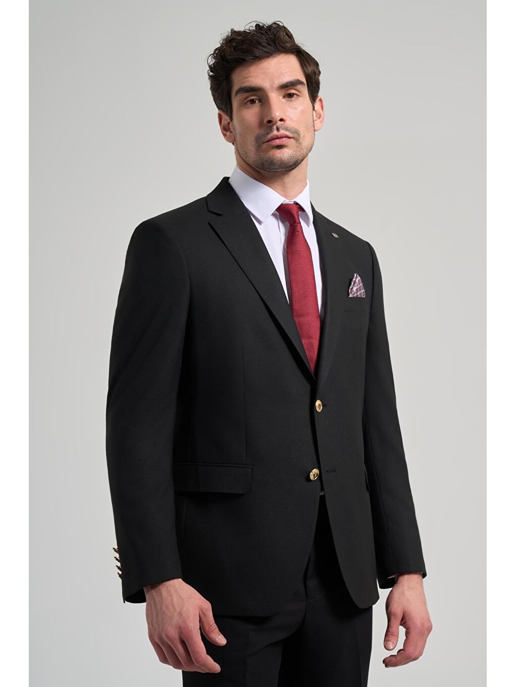 Siyah Düz Bez Ayağı Mono Yaka Tam Astar Esnek 6 Drop Comfort Fit Ceket 1002245902