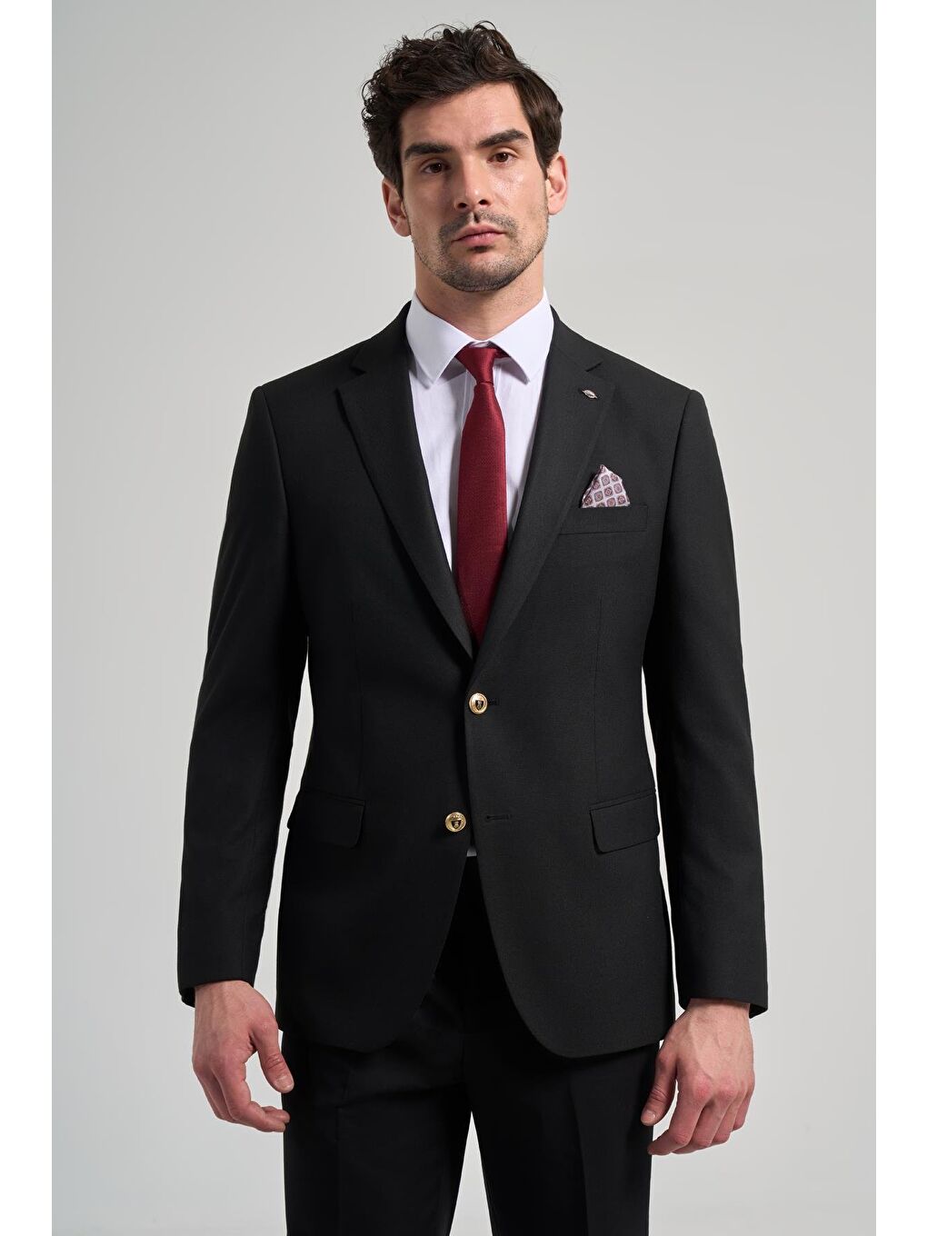 Siyah Düz Bez Ayağı Mono Yaka Tam Astar Esnek 6 Drop Comfort Fit Ceket 1002245902-1