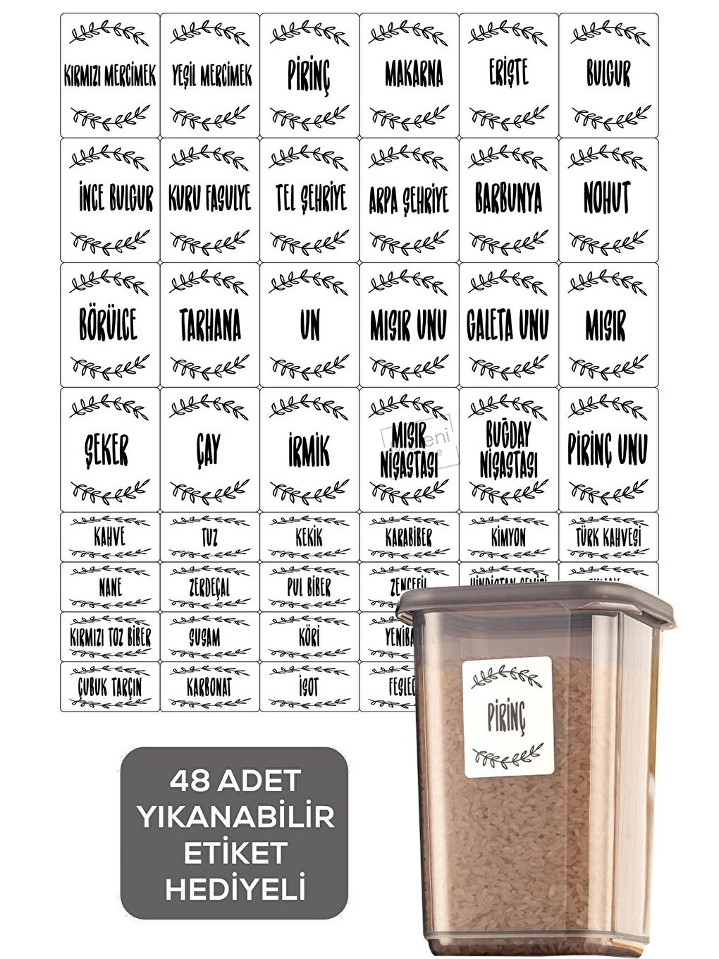 12'li Set Pino Baharatlık Etiketli Kare Baharat Saklama Kabı Seti Antrasit 12 x 0 50 lt Kaşıklı-1