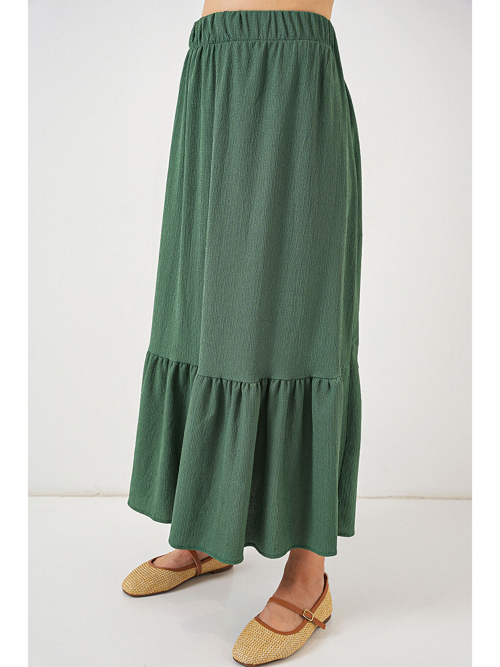 1886 Uzun Örme Etek - Zümrüt Yeşili-1