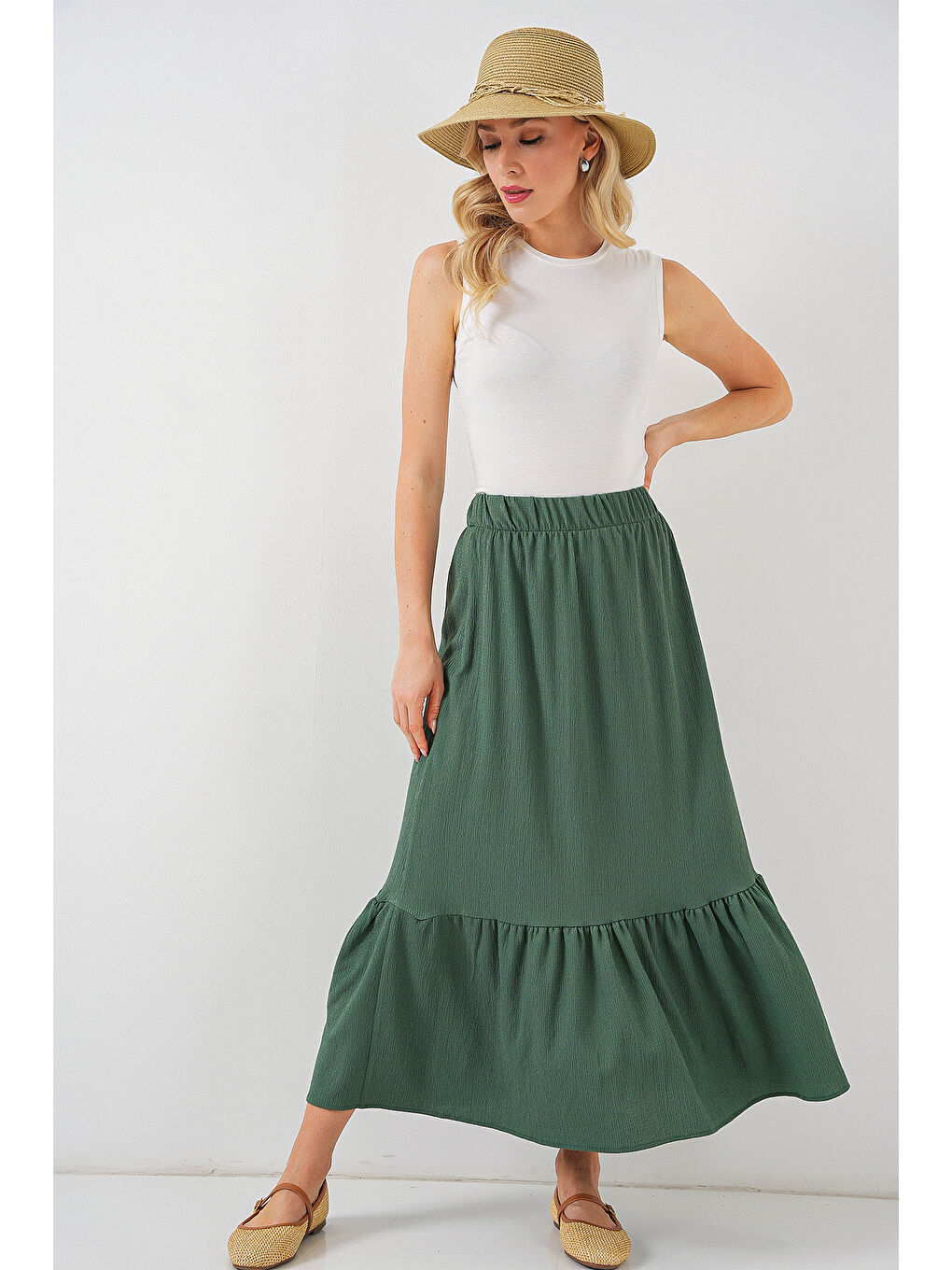 1886 Uzun Örme Etek - Zümrüt Yeşili-2