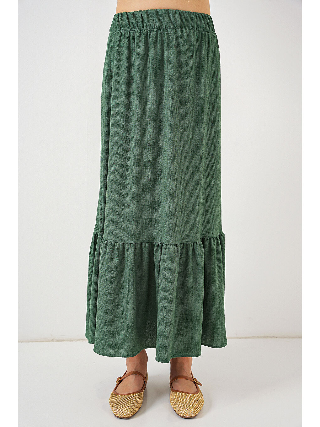 1886 Uzun Örme Etek - Zümrüt Yeşili-3