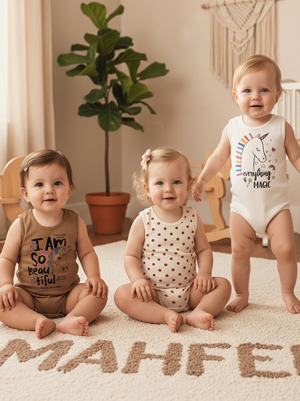 Pembe 3'Lü Kız %100 Pamuklu Atlet Çıtçıtlı Bebek Body Zıbın 178-119