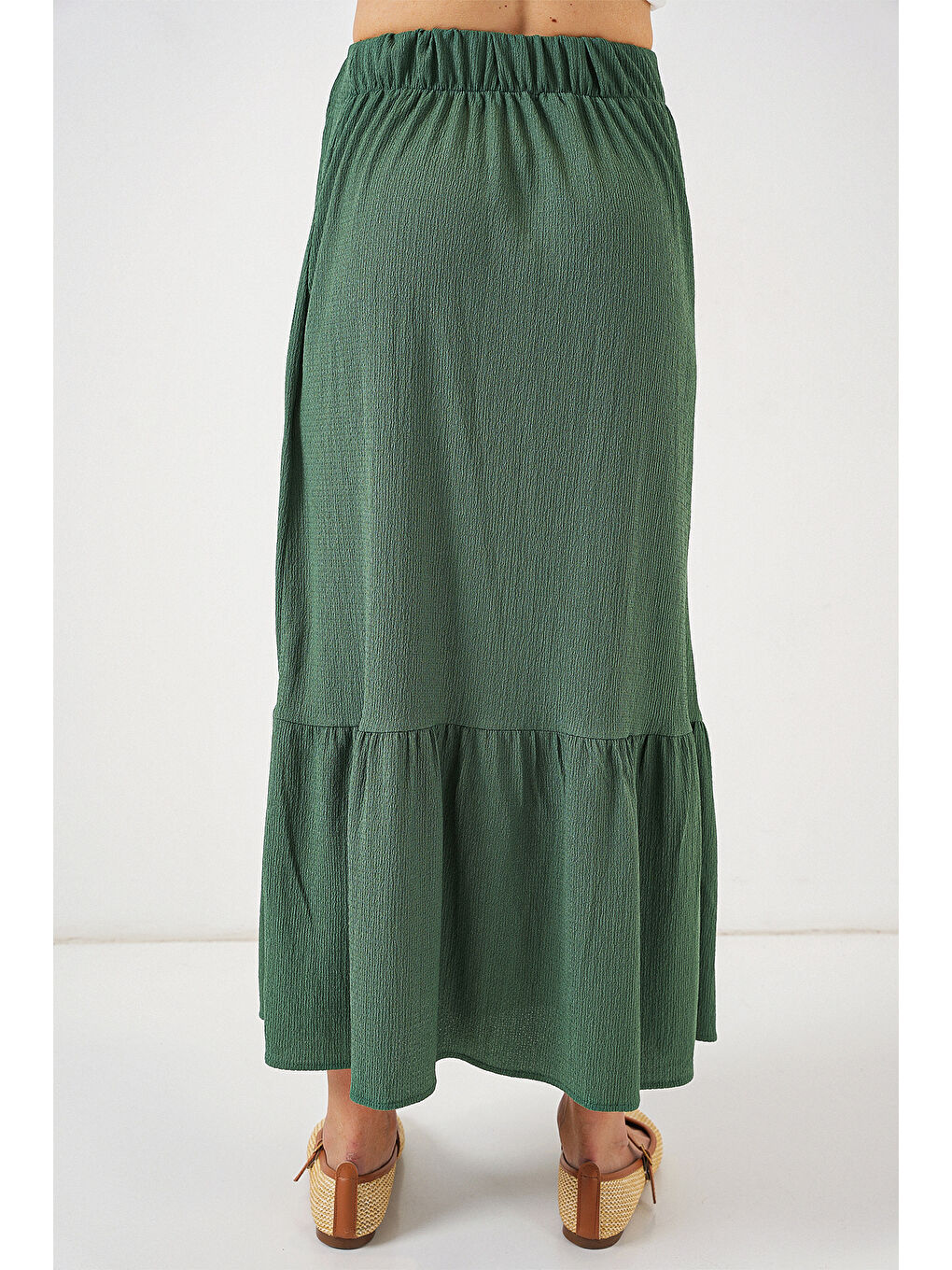 1886 Uzun Örme Etek - Zümrüt Yeşili-5