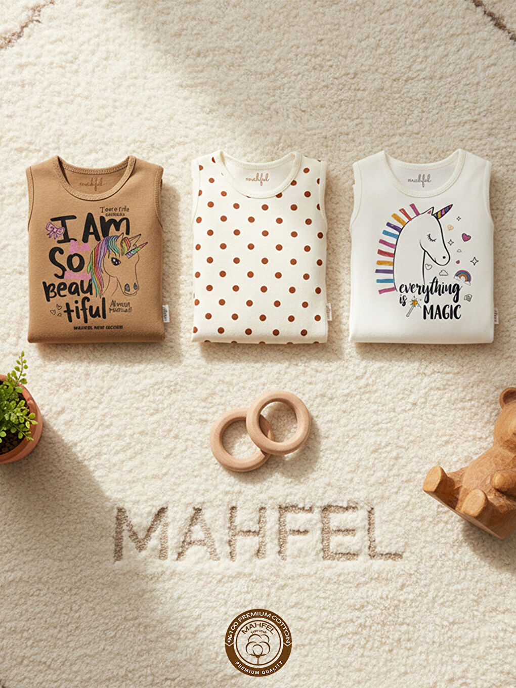 Pembe 3'Lü Kız %100 Pamuklu Atlet Çıtçıtlı Bebek Body Zıbın 178-119-2