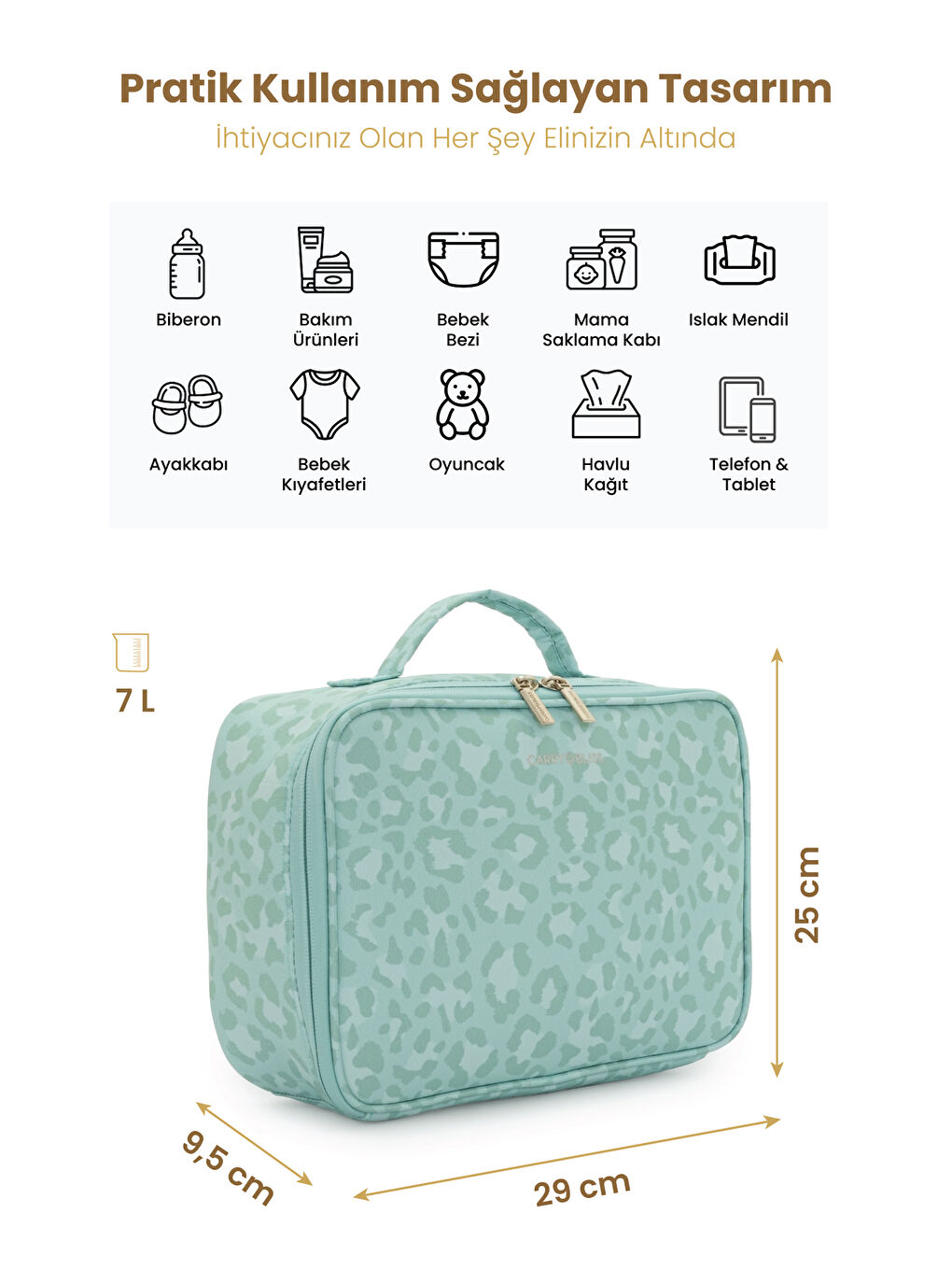 TidyPack Astarlı Bebek Kıyafet ve Bez Düzenleme Çantası-1