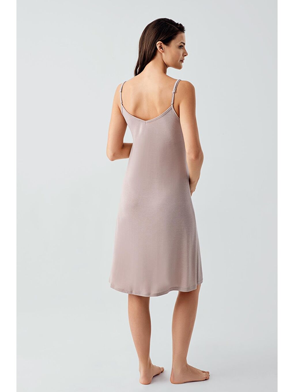 Bej Askılı Kısa Esnek Viskoz Hamile Gecelik 17101-2