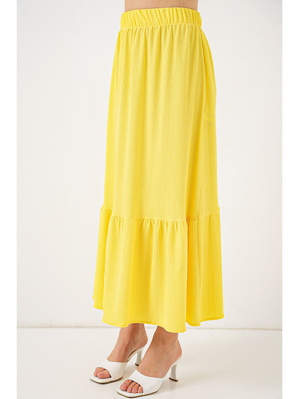 1886 Uzun Örme Etek - Sarı-1