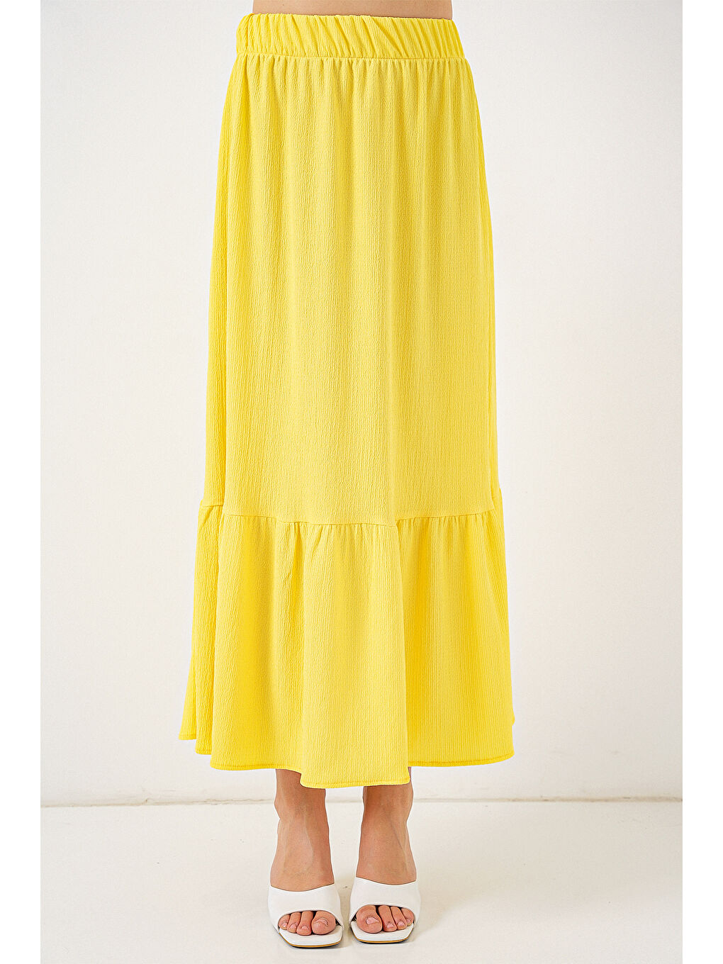 1886 Uzun Örme Etek - Sarı-3