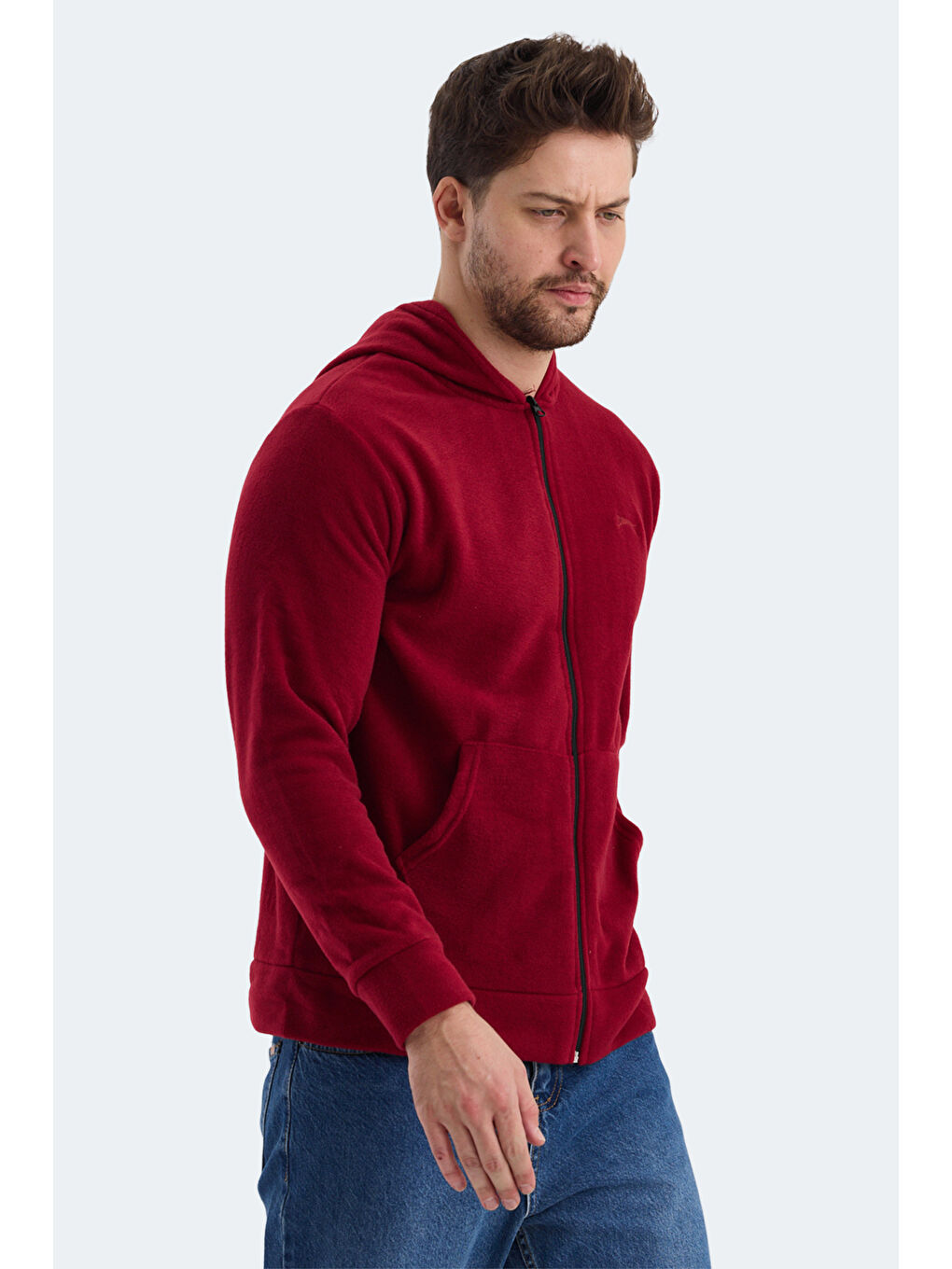 SAMSON Erkek Fermuarlı Sweatshirt Bordo-5