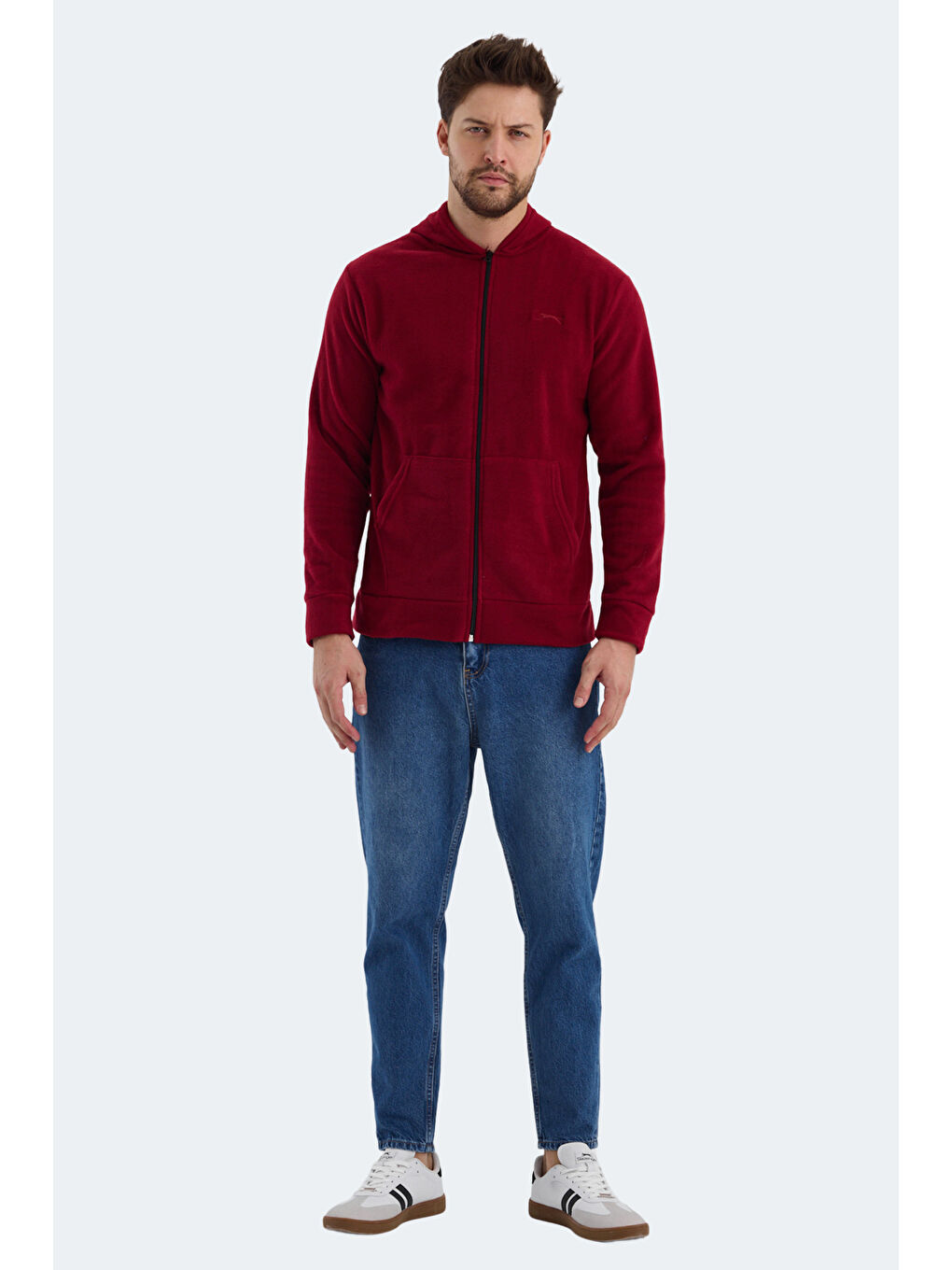SAMSON Erkek Fermuarlı Sweatshirt Bordo-6