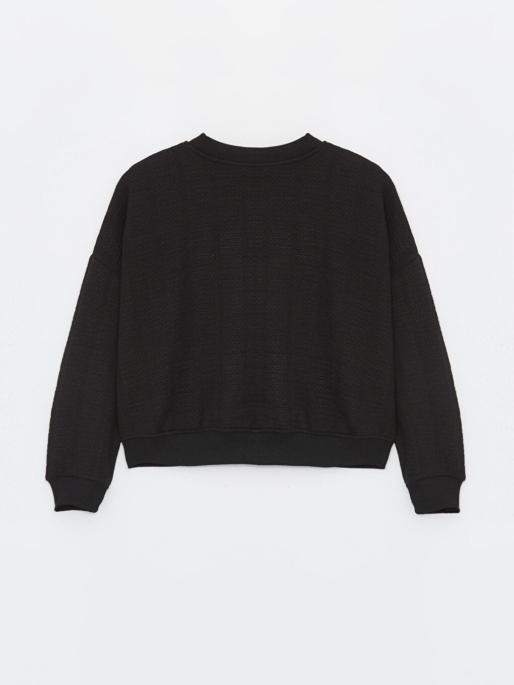 Siyah Kız Çocuk Beli Lastikli Basic Kapitone SweatShirt-1