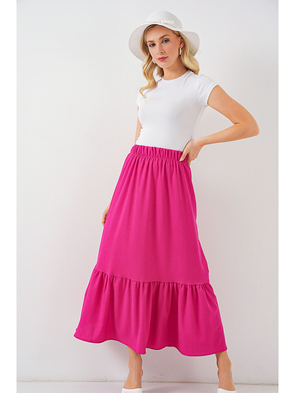Petrol 1886 Uzun Örme Etek - Koyu Pembe-4