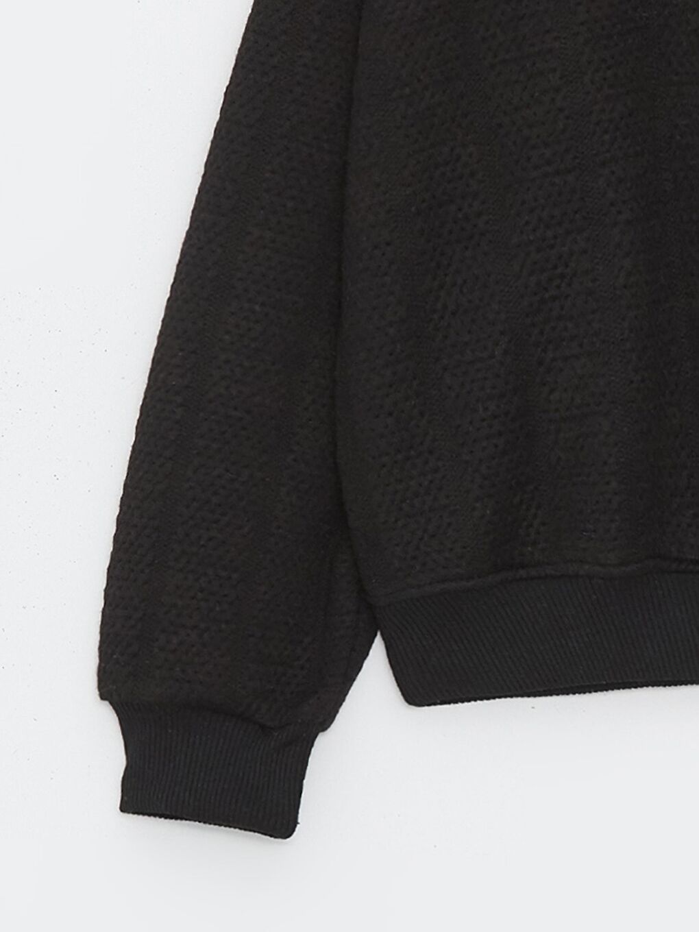 Siyah Kız Çocuk Beli Lastikli Basic Kapitone SweatShirt-2