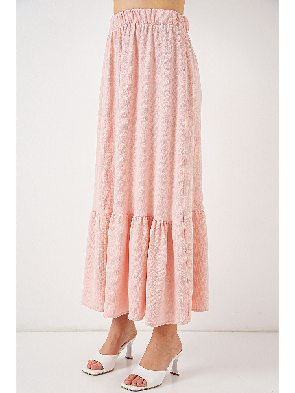 Pembe 1886 Uzun Örme Etek - Pudra-1