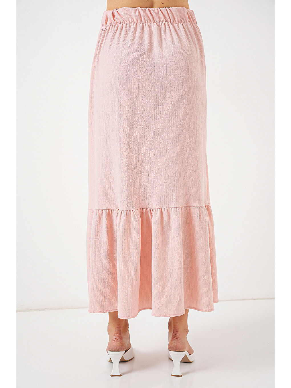 Pembe 1886 Uzun Örme Etek - Pudra-5