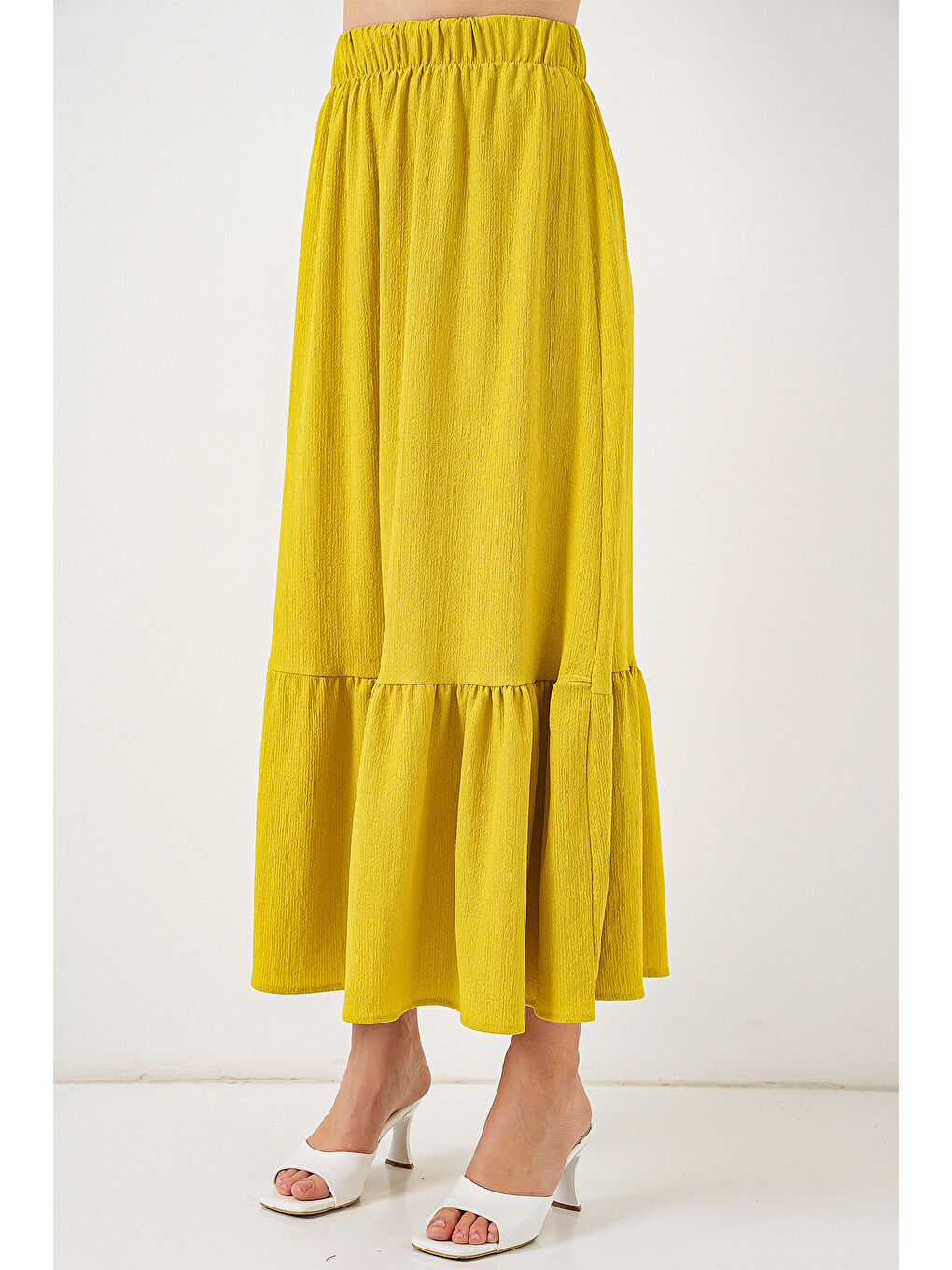 Sarı 1886 Uzun Örme Etek - Hardal-1