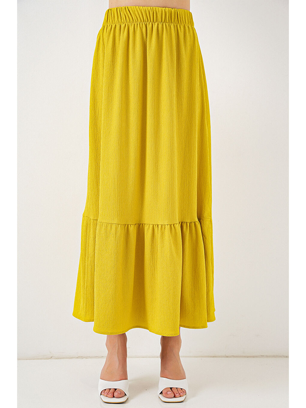 Sarı 1886 Uzun Örme Etek - Hardal-3